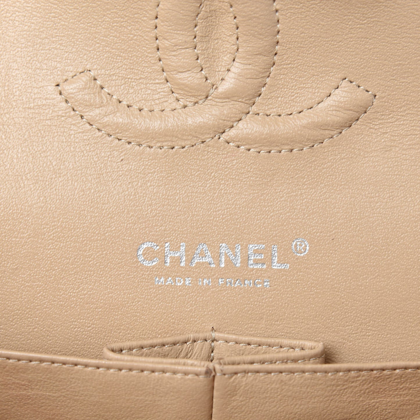 Caviar Quilted Medium Double Flap Beige Clair