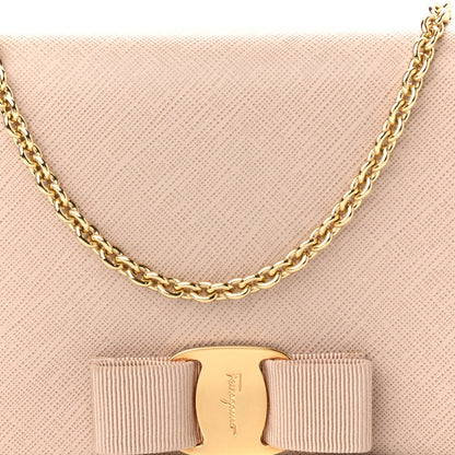 Salvatore Ferragamo Calfskin Miss Vara Wallet On Chain New Bisque 10 of 11