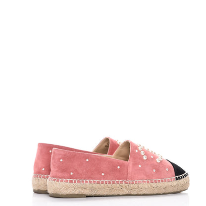 Chanel Suede Pearl CC Espadrilles 39 Pink 4 of 11