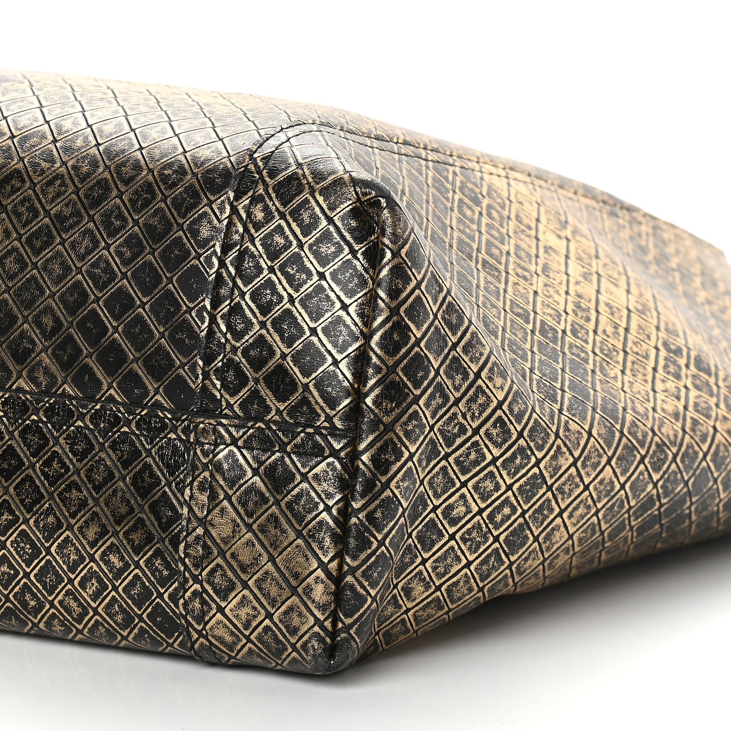 Calfskin Intrecciomirage Large Tote Black Gold