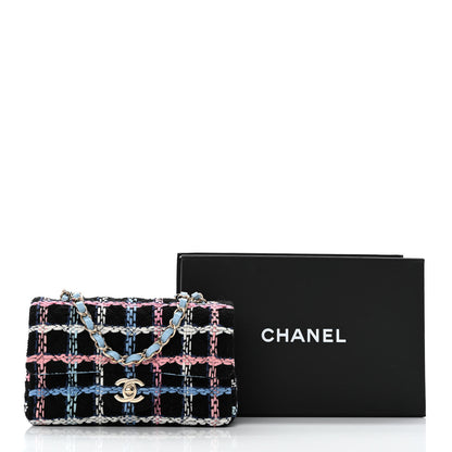 Chanel Tweed Quilted Mini Rectangular Flap Black Pink Blue Ecru 11 of 11