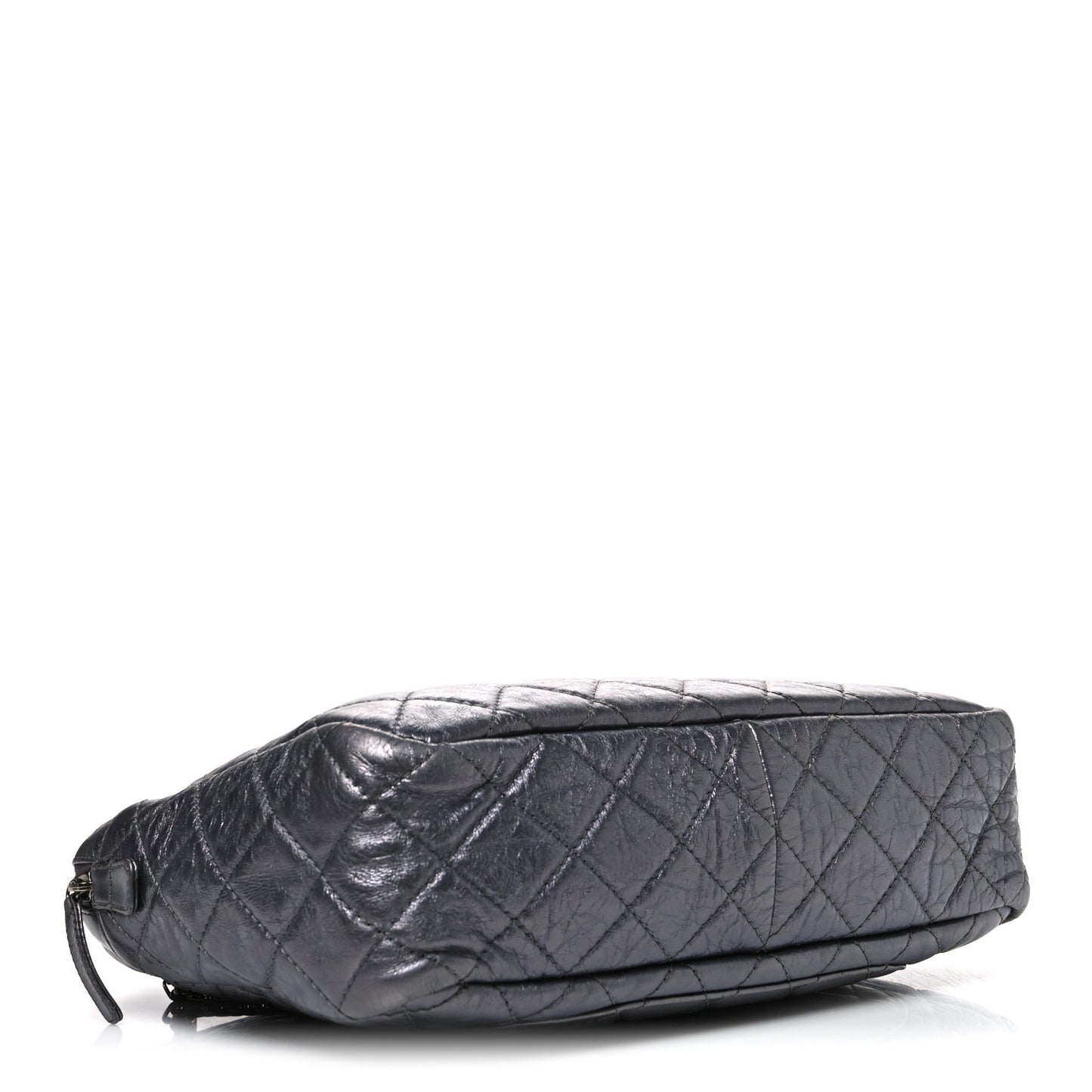 Metallic Aged Calfskin Quilted Large Reissue Camera Case Silver