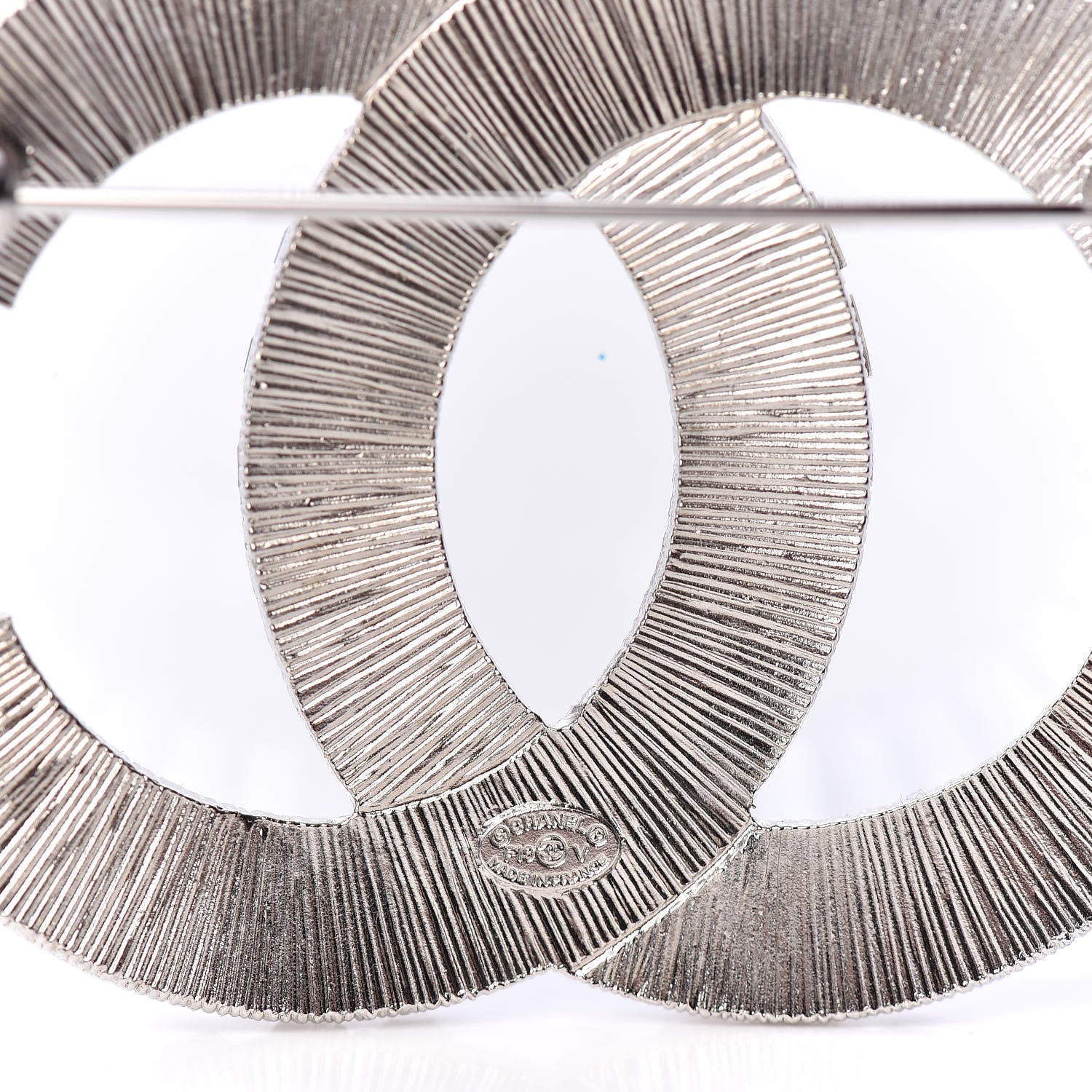 Chanel Baguette Crystal CC Brooch Silver 3 of 4