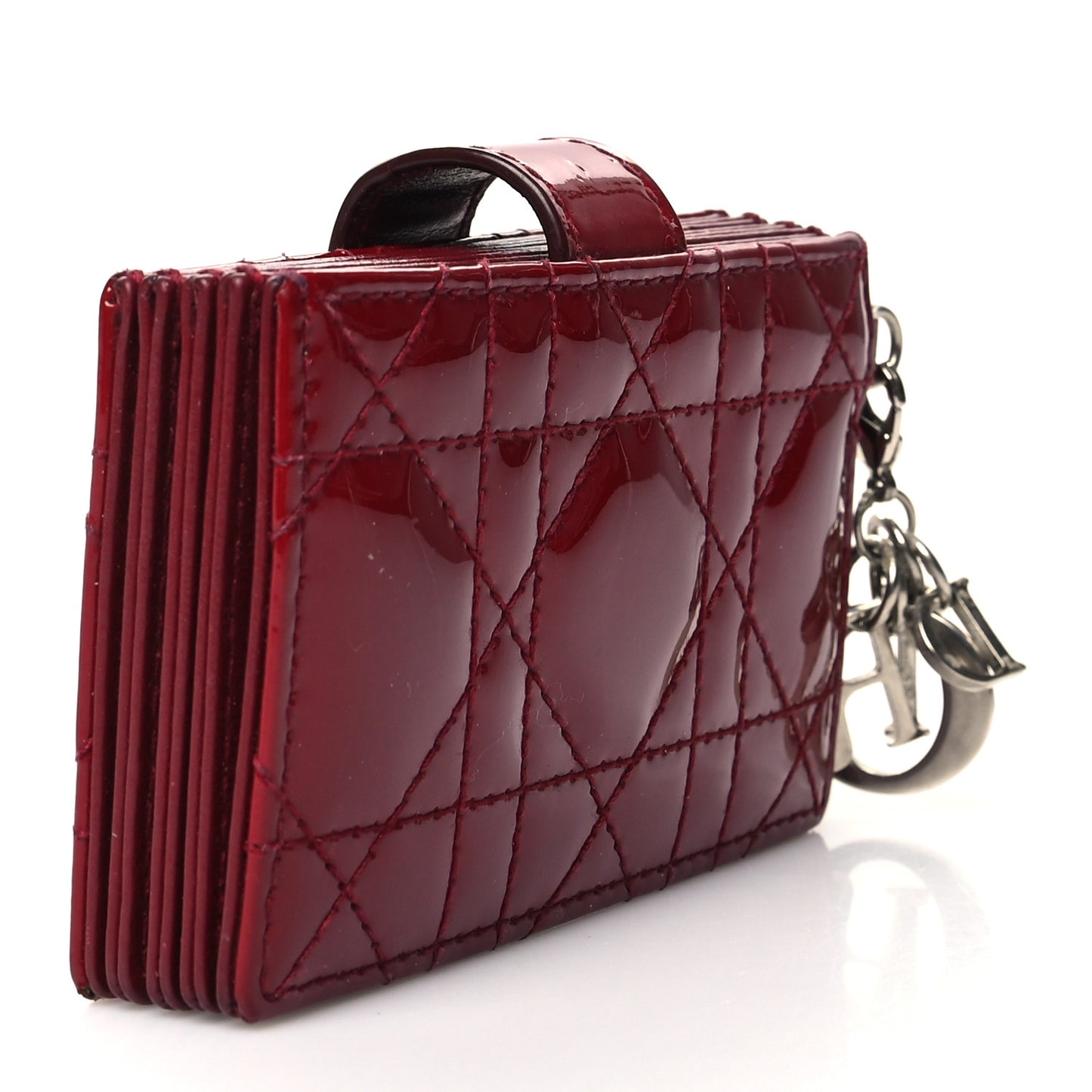 Patent Cannage Lady Dior 5-Gusset Card Holder Scarlet
