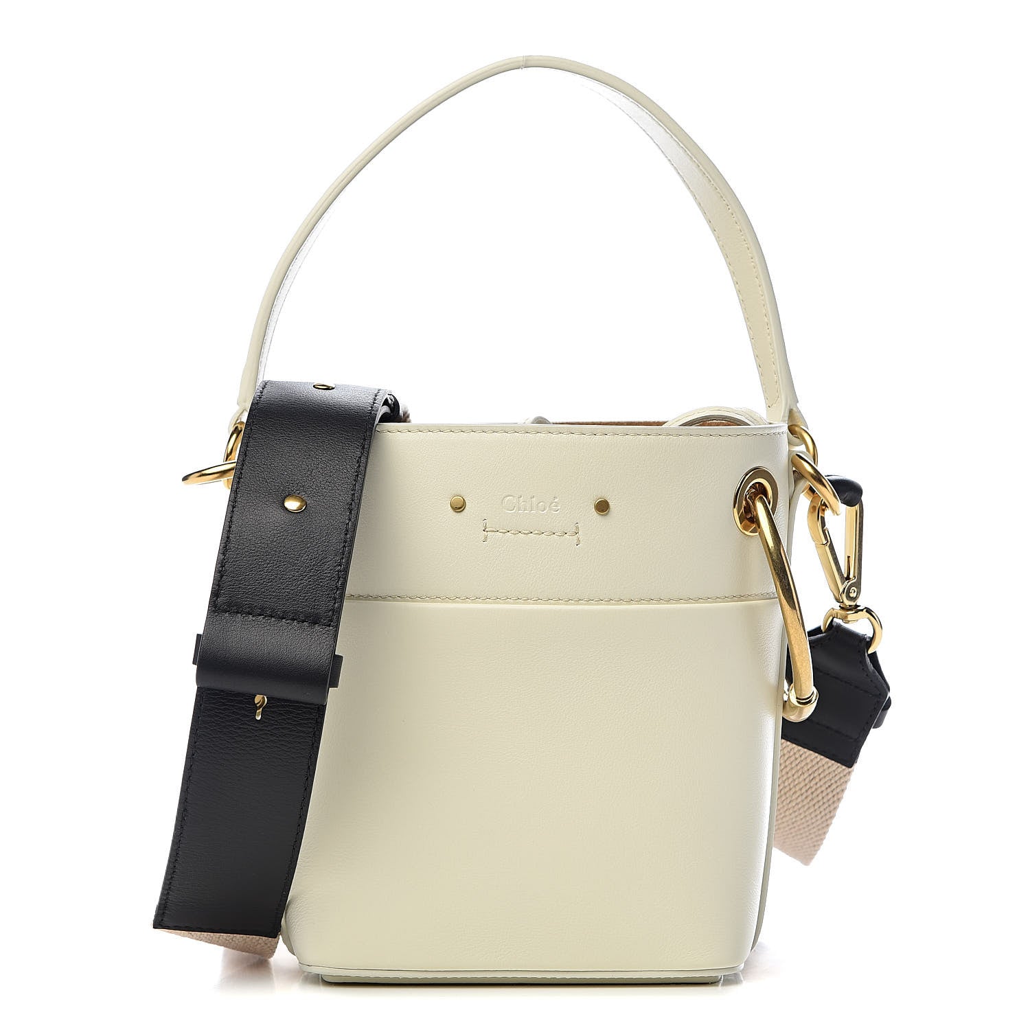 Chloe Smooth Calfskin Mini Roy Bucket Bag Natural White 1 of 10