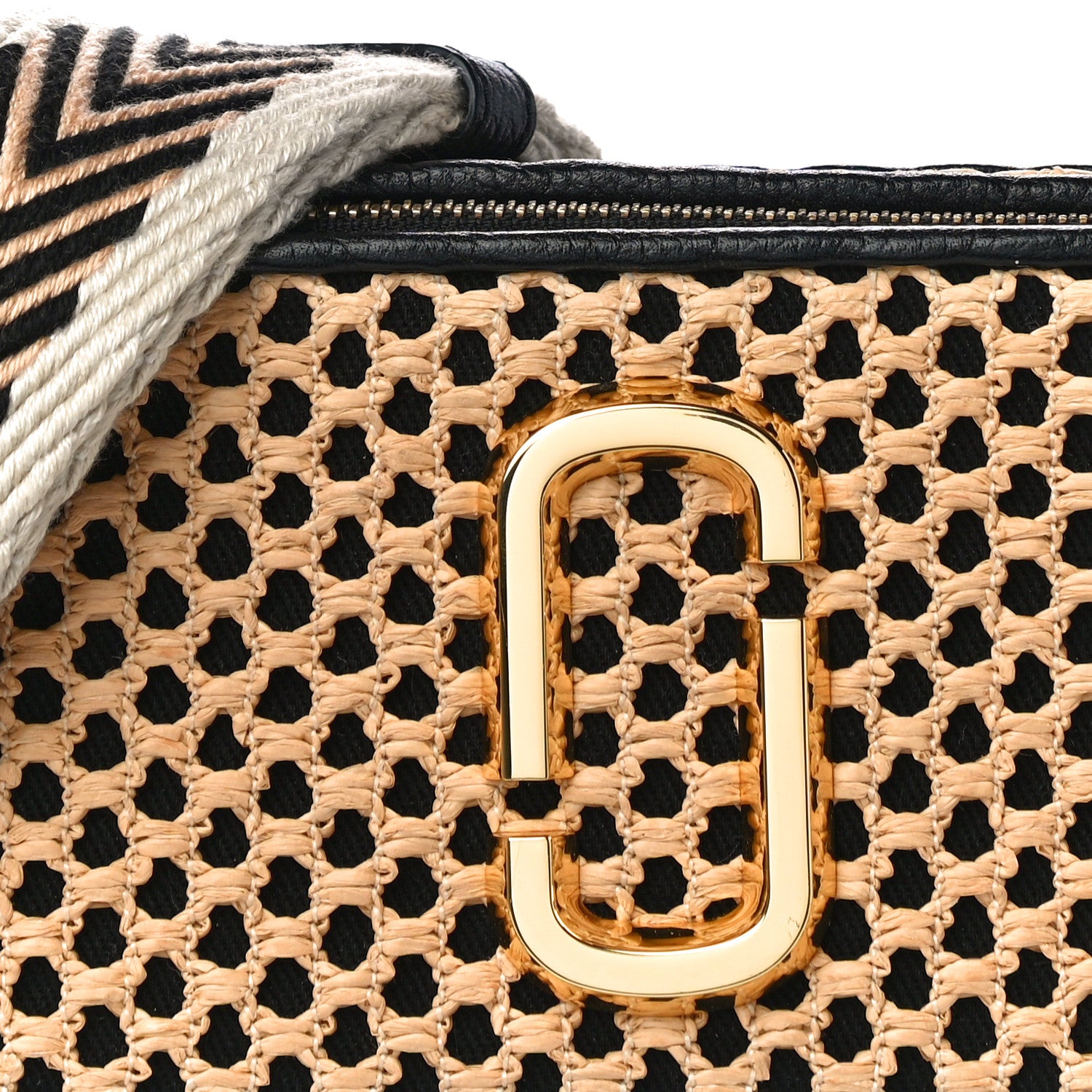 Marc Jacobs Calfskin Straw Small Snapshot Camera Bag Black 7 of 9