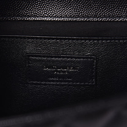 Saint Laurent Grain De Poudre Textured Mixed Matelasse Triquilt Medium Monogram Satchel Black 6 of 9
