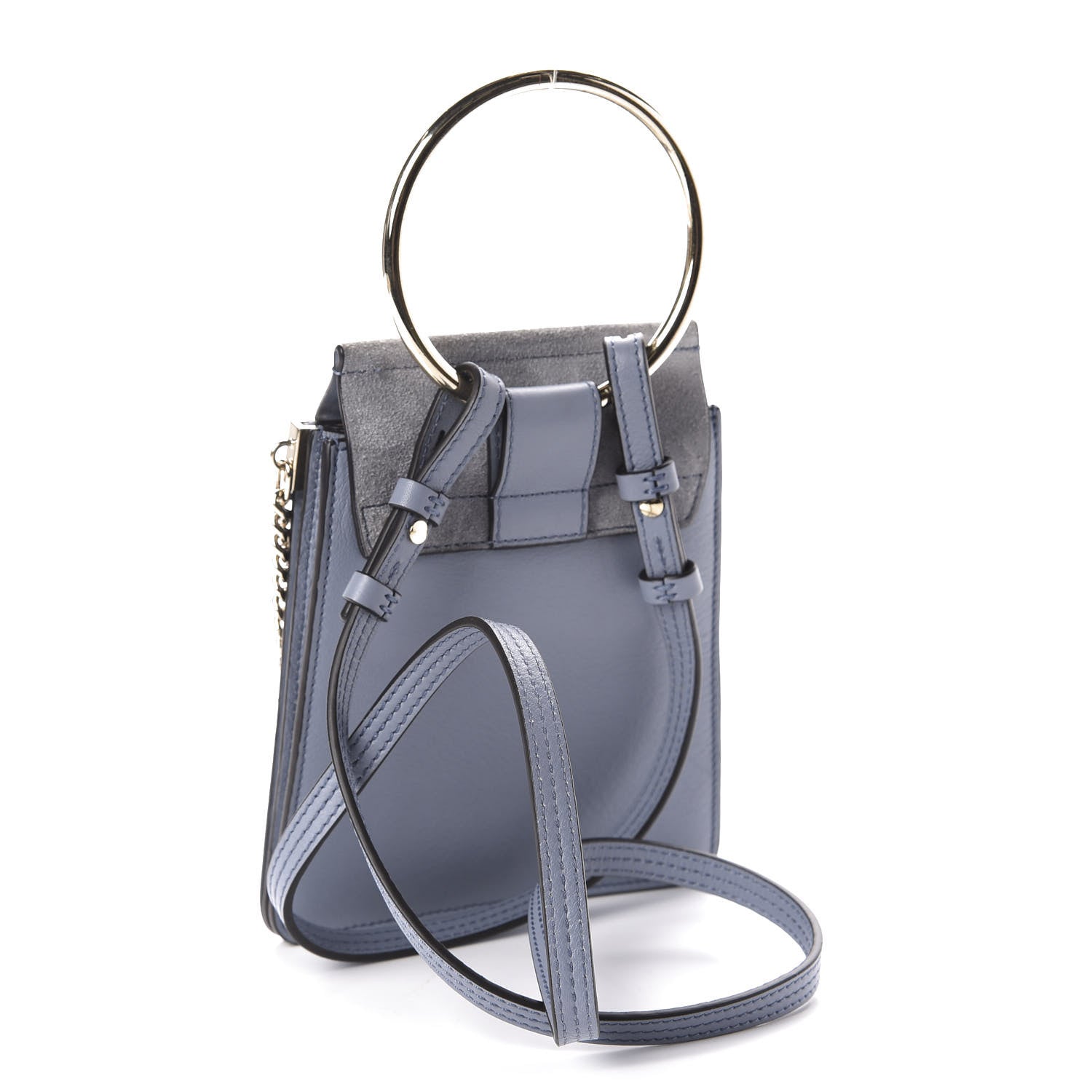 Chloe Suede Calfskin Mini Faye Bracelet Bag Washed Blue 3 of 10