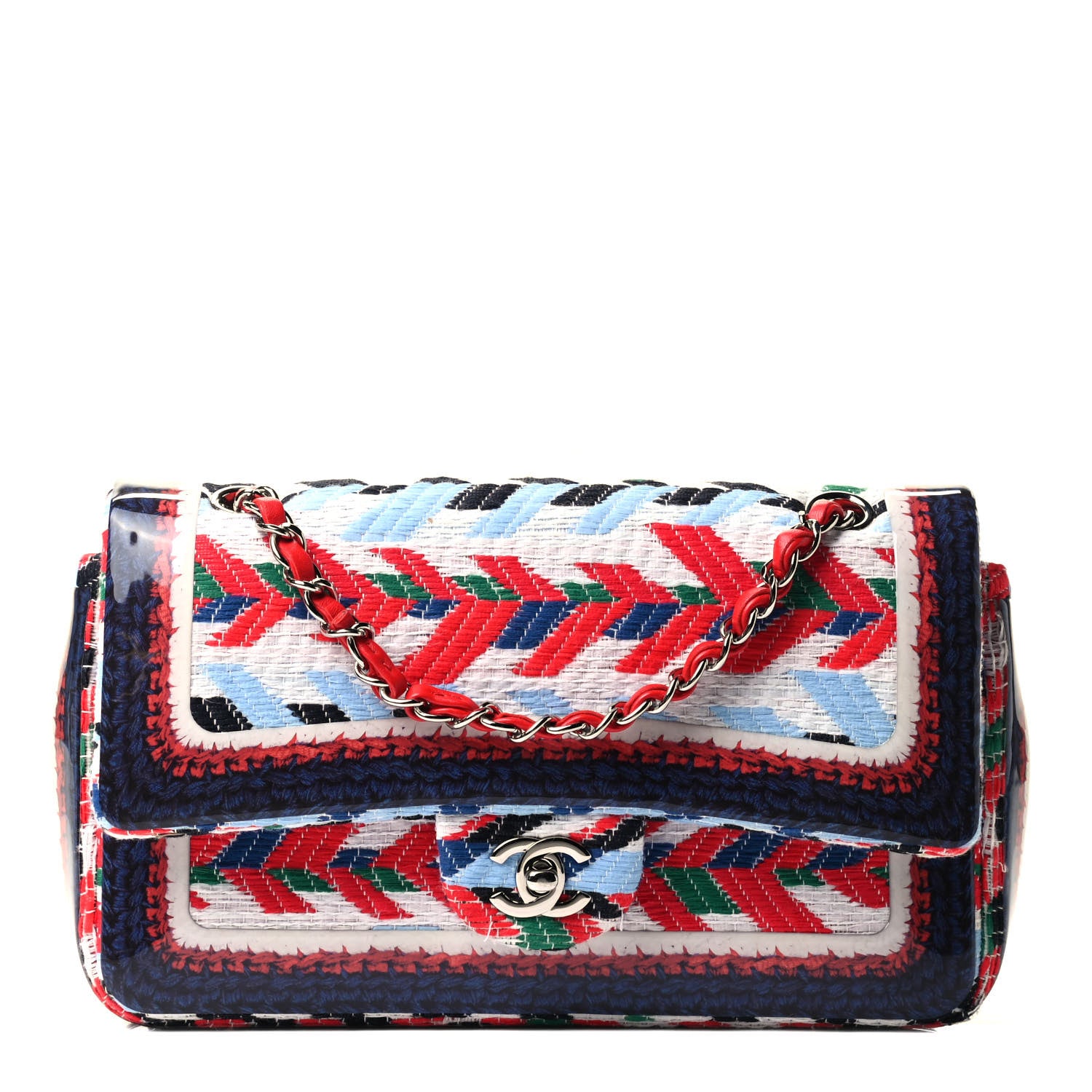 Chanel Tweed Silicone Embroidered Medium Double Flap Multicolor 1 of 4