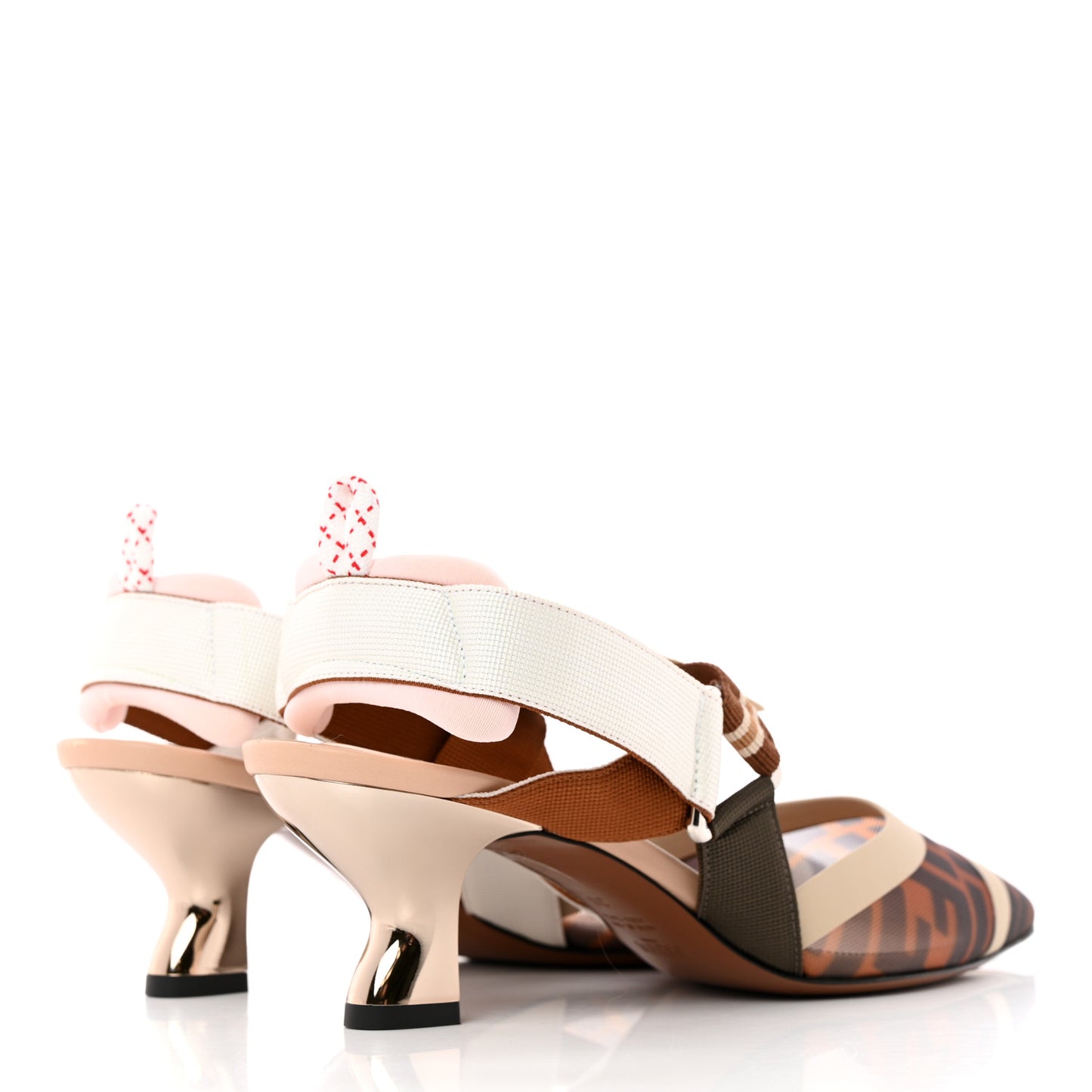 Technical Mesh FF Colibri 55mm Slingback Pumps 38 Tobacco Moro Camelia