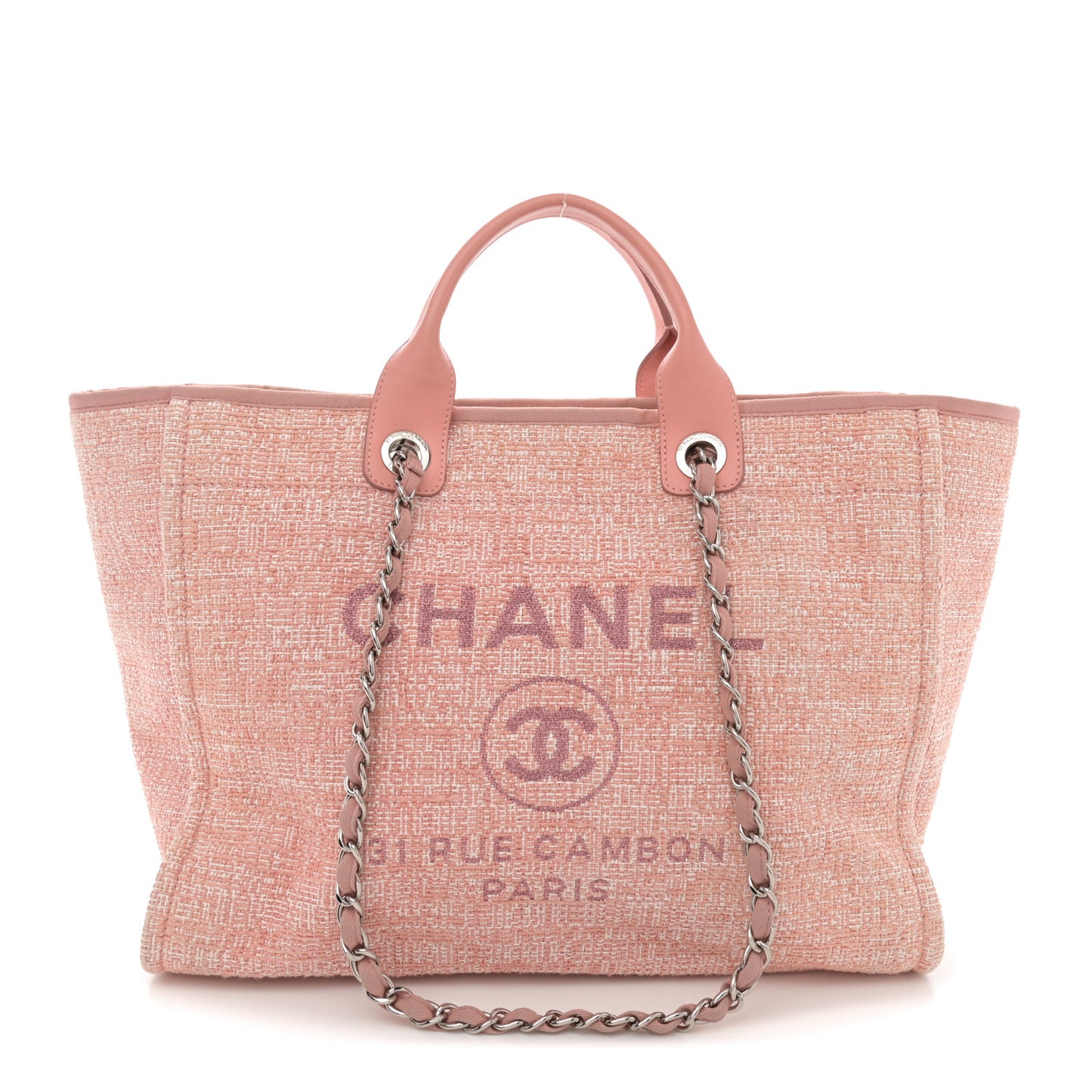Straw Lurex Medium Deauville Tote Pink
