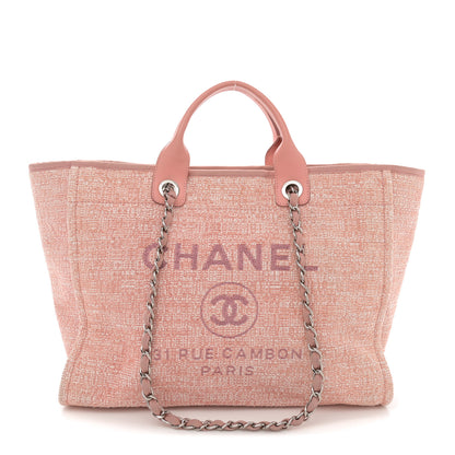 Chanel Straw Lurex Medium Deauville Tote Pink 1 of 14