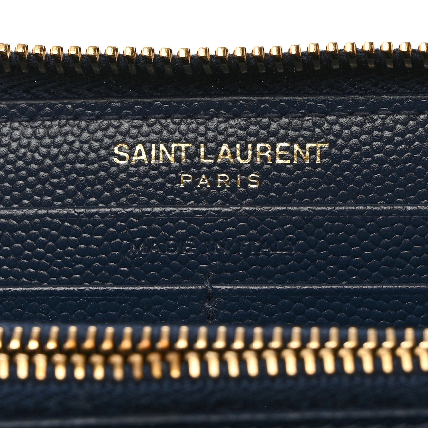 Saint Laurent Grain De Poudre Matelasse Chevron Monogram Zip Around Wallet Navy 6 of 6