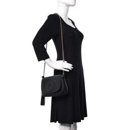Gucci Pebbled Calfskin Medium Soho Flap Crossbody Black 2 of 9