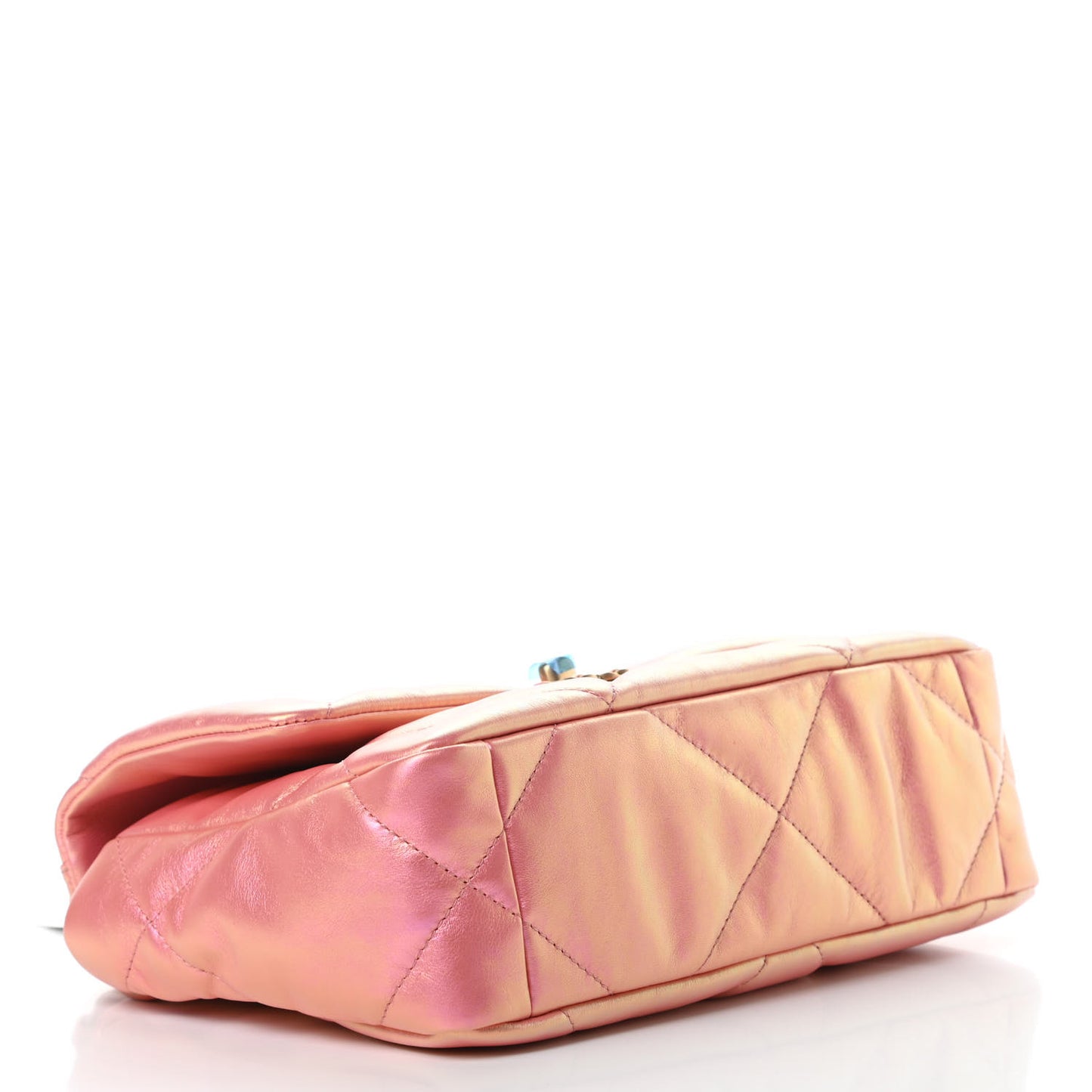 Iridescent Calfskin Quilted Medium 19 Flap Pink