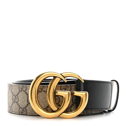 Gucci GG Supreme Monogram Matte Plutone Calfskin Double G 40mm Belt 115 46 Beige Ebony Black 1 of 6