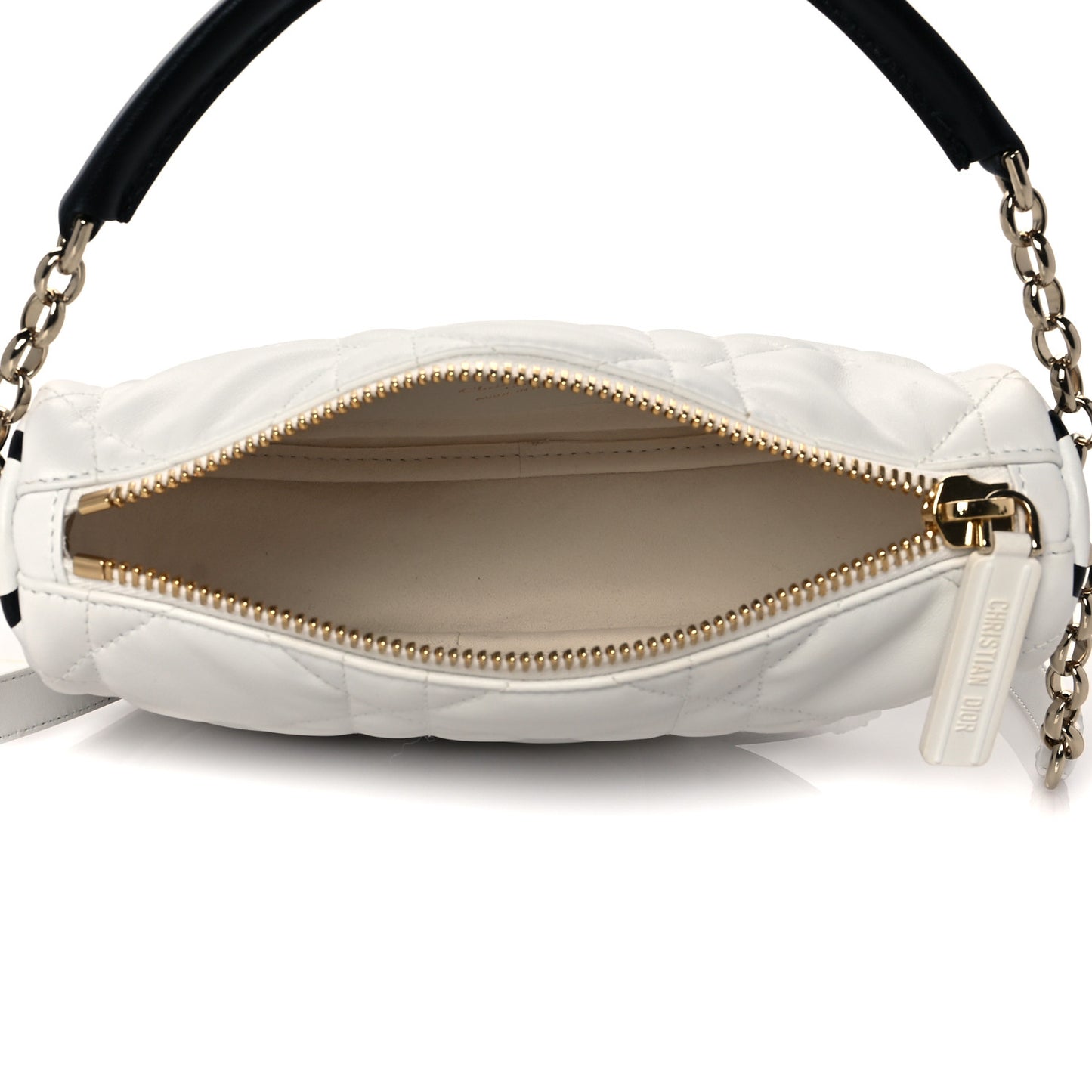 Lambskin Cannage Small Dior Vibe Hobo Bag White