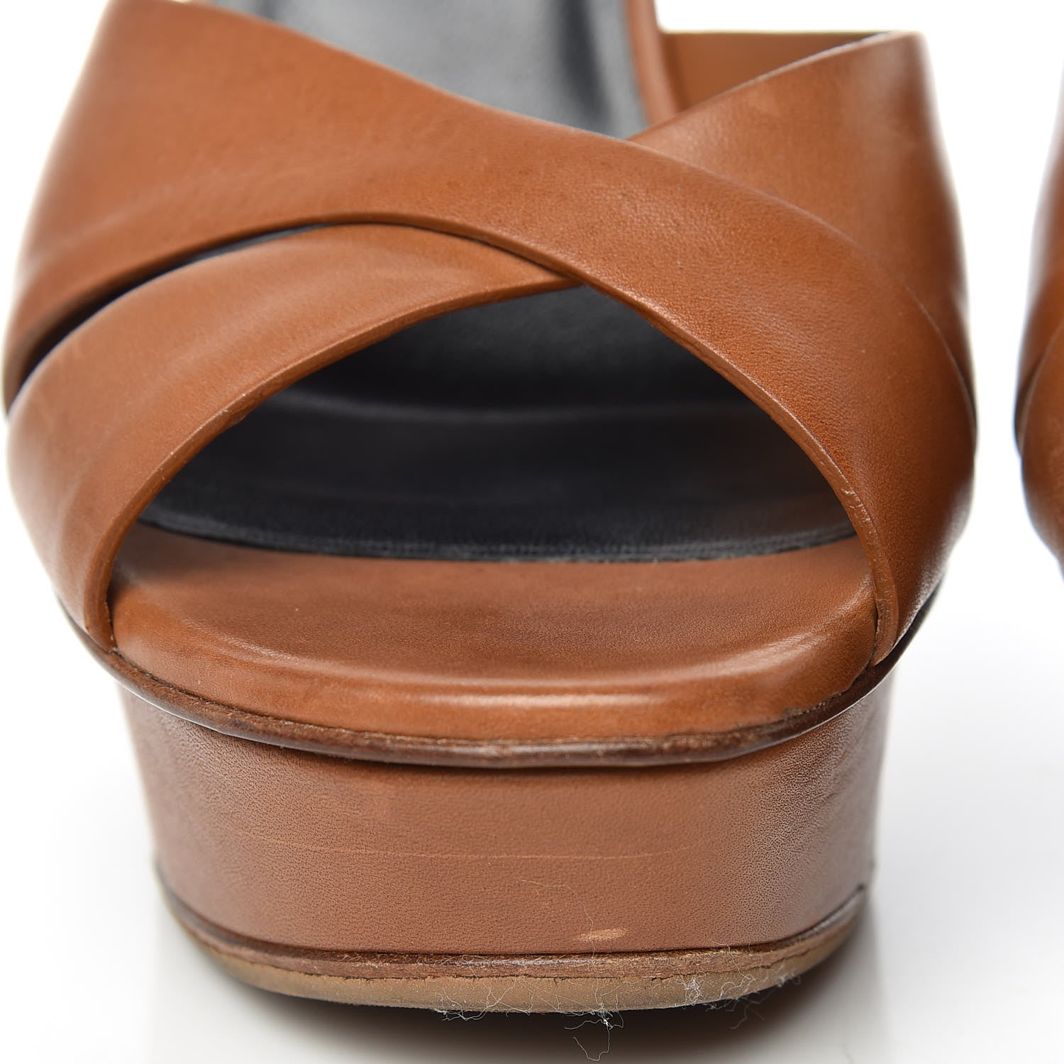 Saint Laurent Calfskin Bianca 105 Platform Sandals 39.5 Caramel 14 of 17