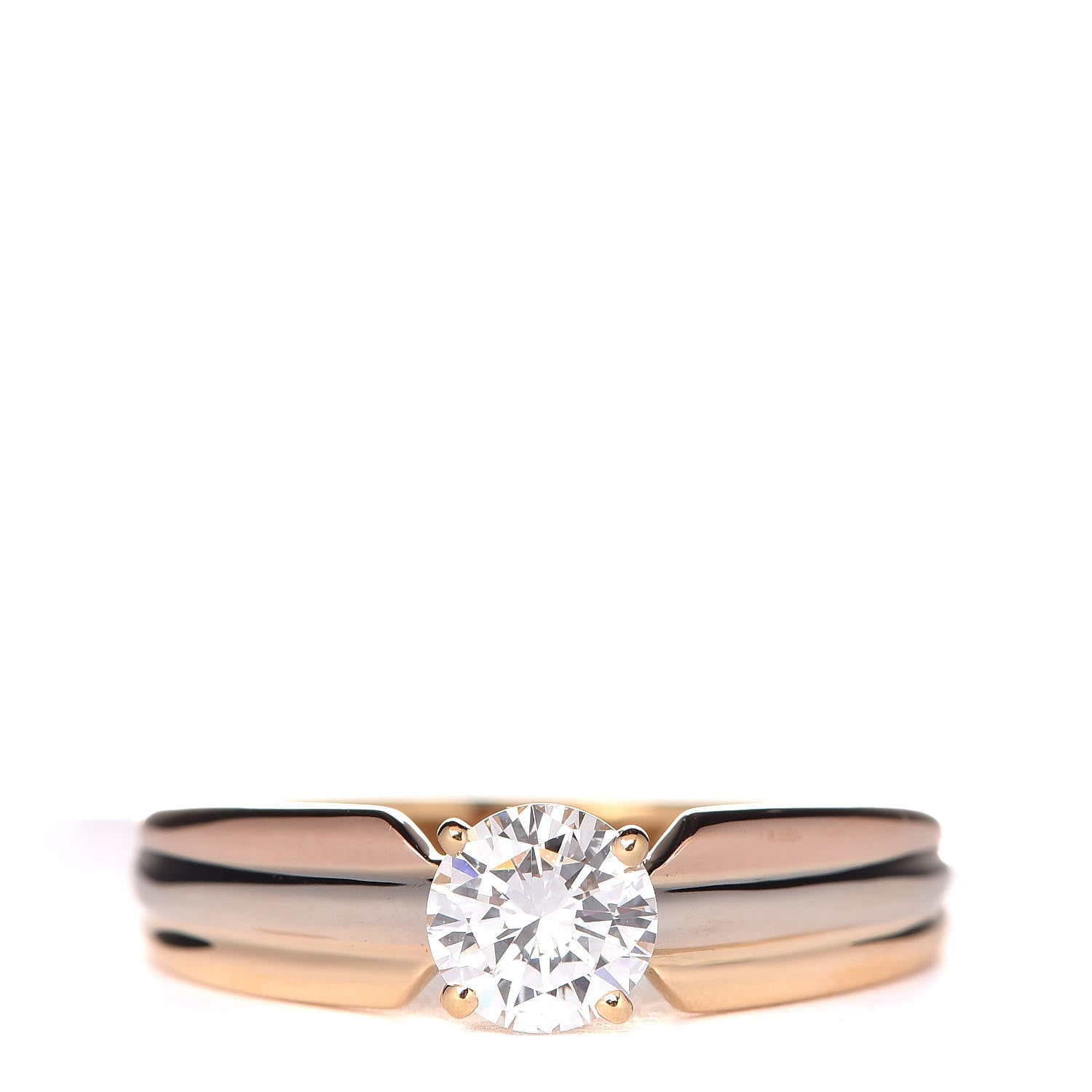 Cartier 18K Pink Yellow White Gold Diamond .57ct Solitaire Trinity Engagement Ring 52 6 1 of 8