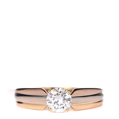 Cartier 18K Pink Yellow White Gold Diamond .57ct Solitaire Trinity Engagement Ring 52 6 1 of 8