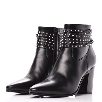 Saint Laurent Smooth Calfskin Studded Strap French Boots 38 Black 2 of 8