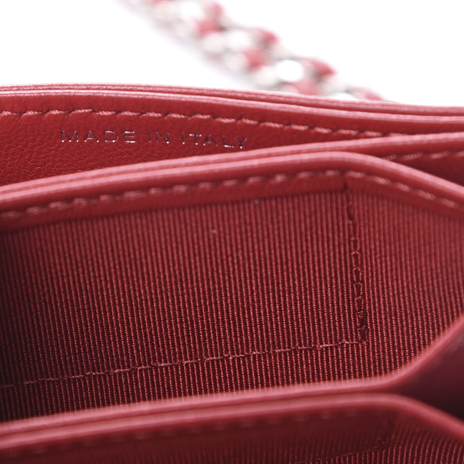 Chanel Lambskin Quilted Flap Card Holder On Chain Dark Red 6 of 10