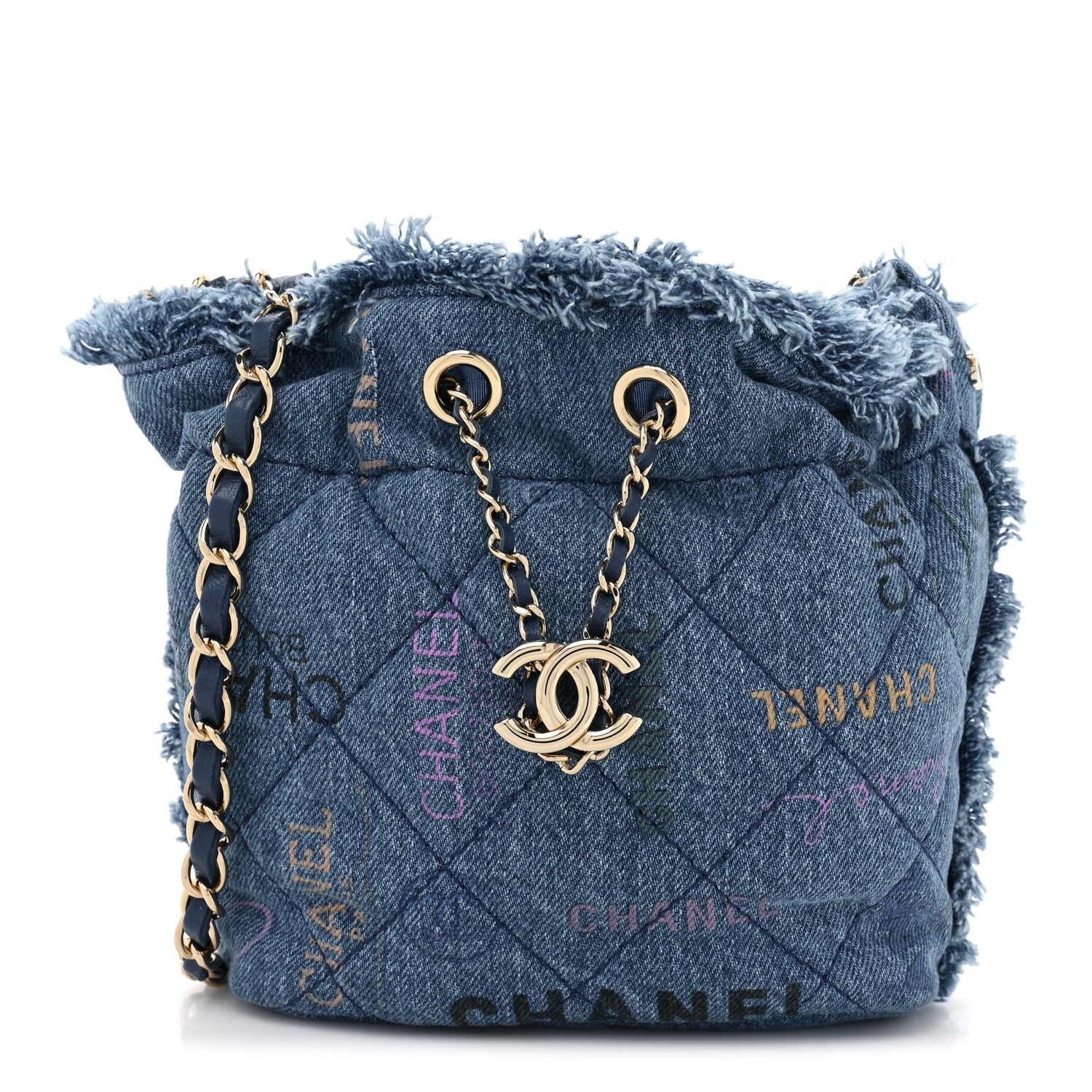 Chanel Denim Quilted Small Mood Bucket With Chain Blue Multicolor 1 of 9