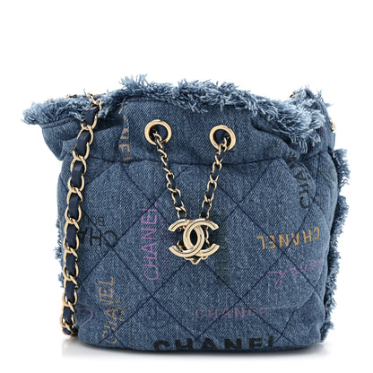 Chanel Denim Quilted Small Mood Bucket With Chain Blue Multicolor 1 of 9