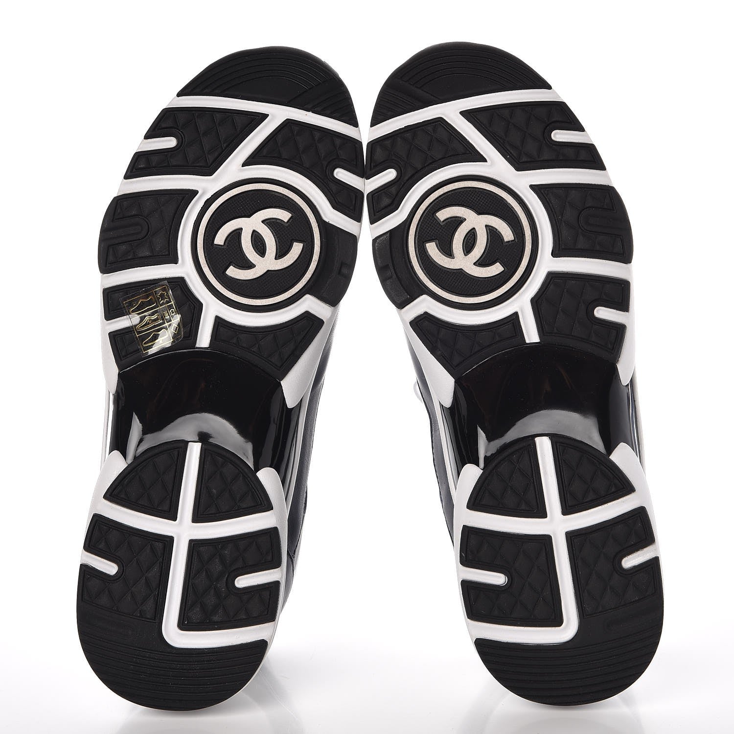 Chanel Patent Calfskin CC Sneakers 37.5 Navy White 5 of 11