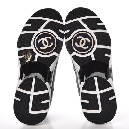 Chanel Patent Calfskin CC Sneakers 37.5 Navy White 5 of 11
