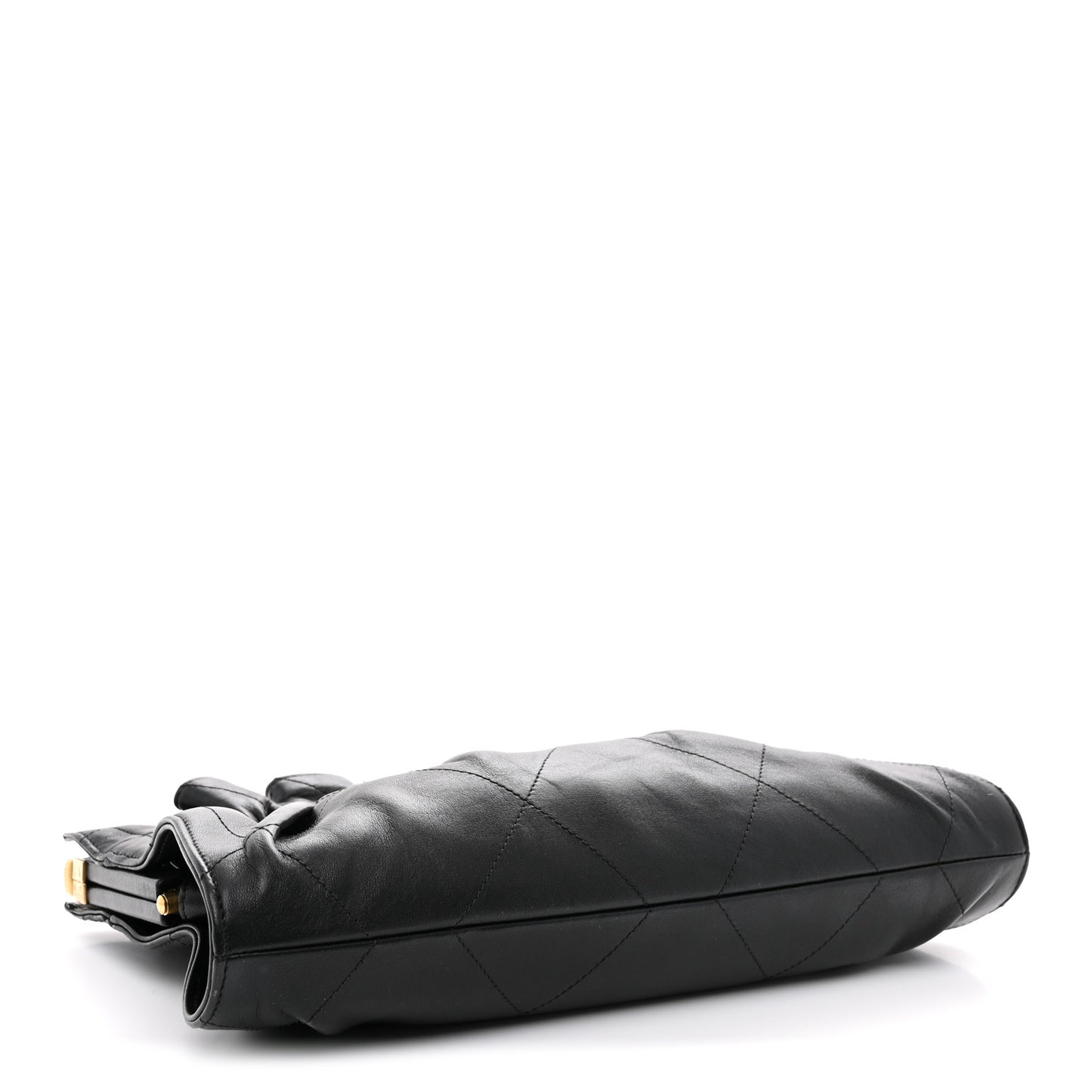 Lambskin Quilted Ruffled Romance Clutch Black