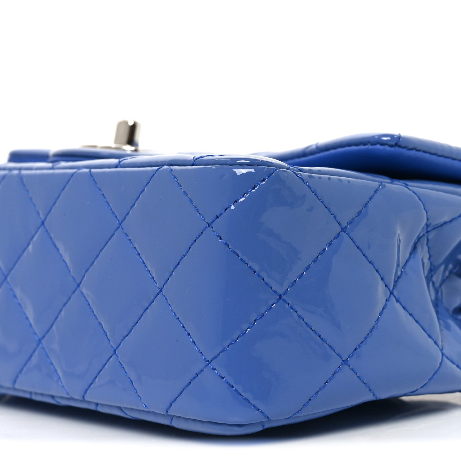 Chanel Patent Calfskin Quilted Mini Rectangular Flap Blue 9 of 9