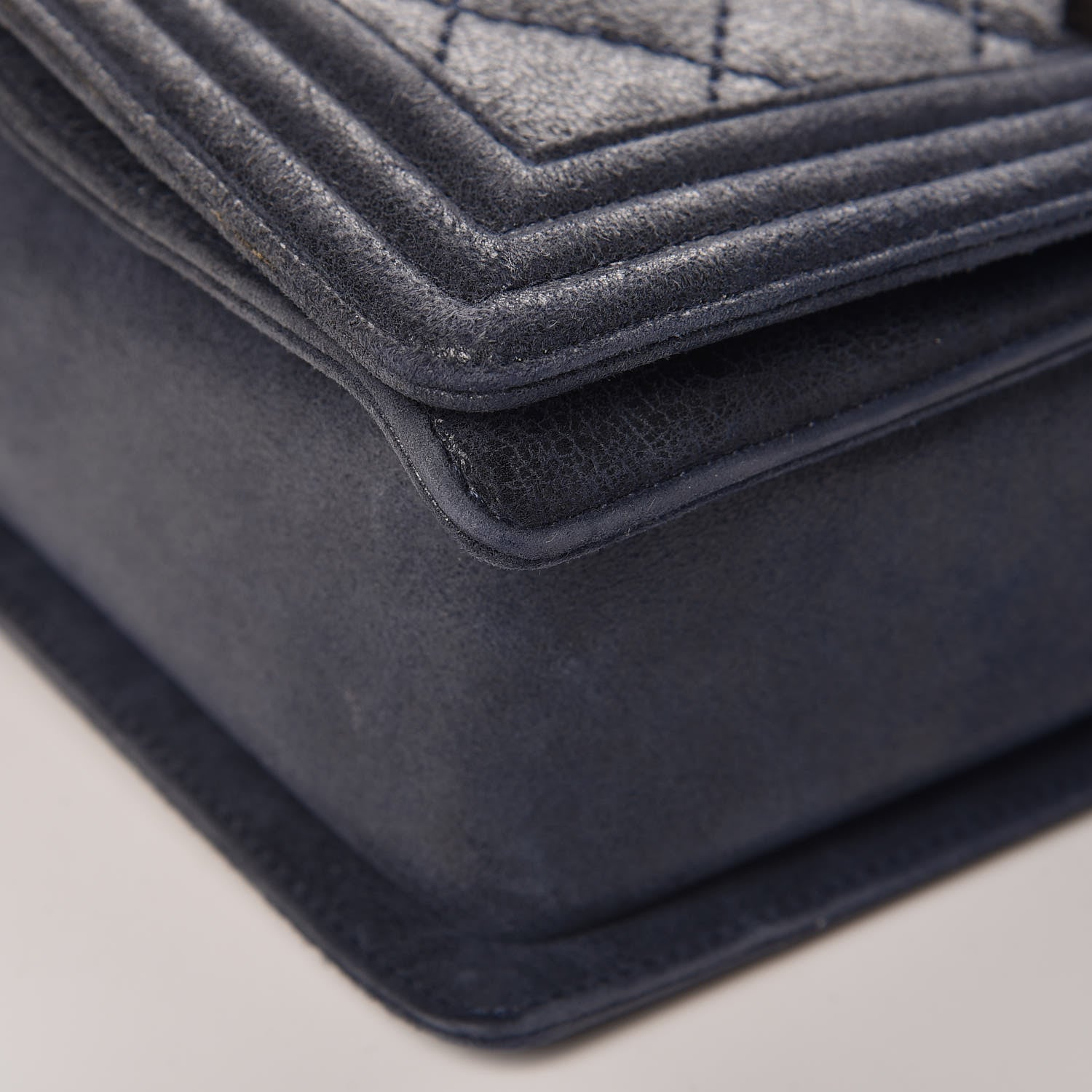 Chanel Goatskin Quilted Medium Gentle Boy Flap Navy Blue 10 of 17