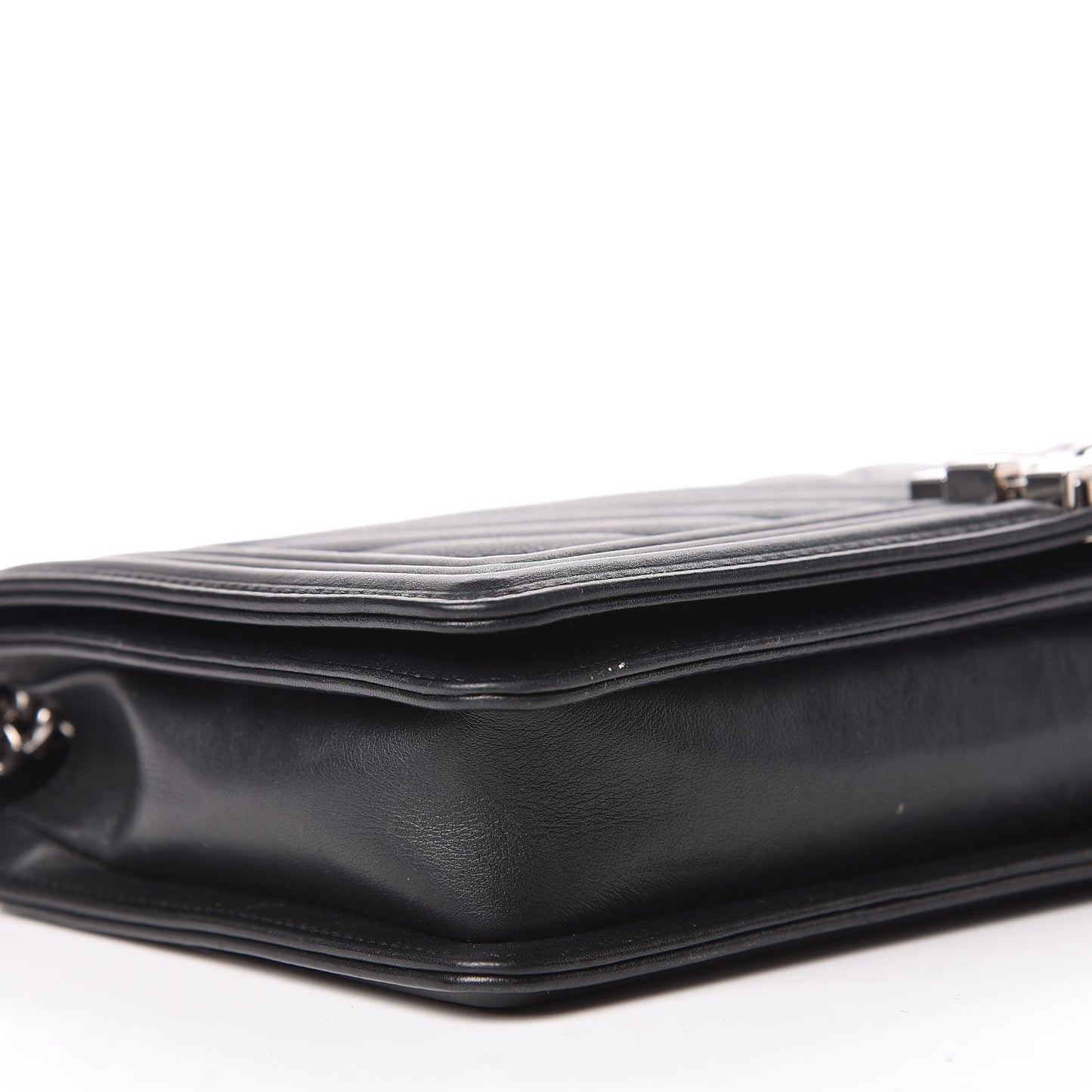 Calfskin Chevron Quilted Boy Convertible Clutch Flap Black