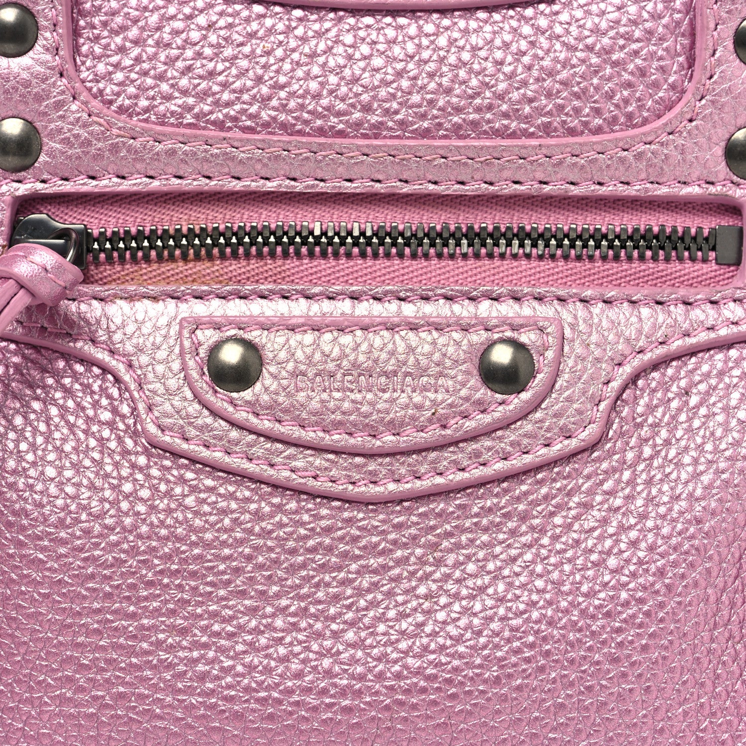 Balenciaga Metallic Grained Calfskin Neo Classic Silver Hardware Mini City Pink 8 of 10
