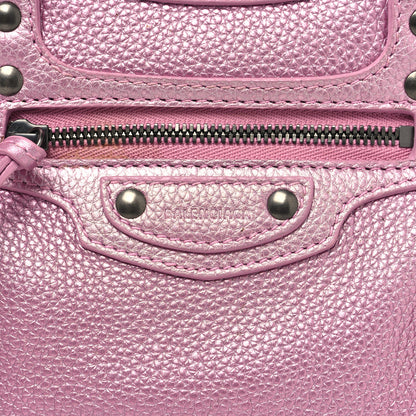 Balenciaga Metallic Grained Calfskin Neo Classic Silver Hardware Mini City Pink 8 of 10