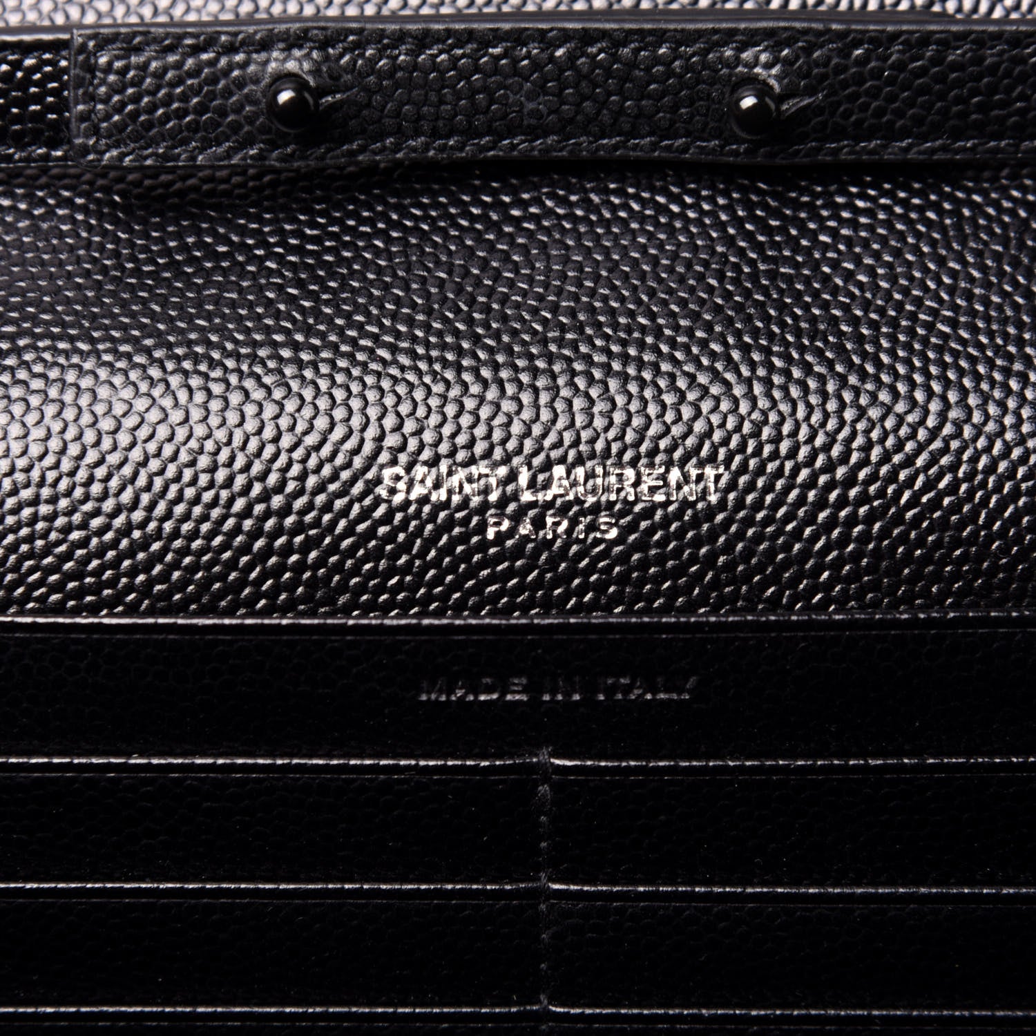 Saint Laurent Grain De Poudre Matelasse Chevron Monogram Chain Wallet Black 8 of 9