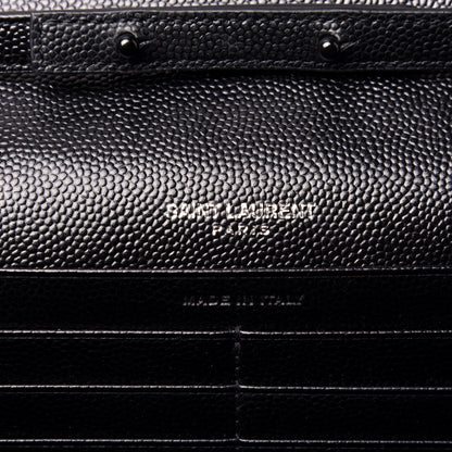 Saint Laurent Grain De Poudre Matelasse Chevron Monogram Chain Wallet Black 8 of 9
