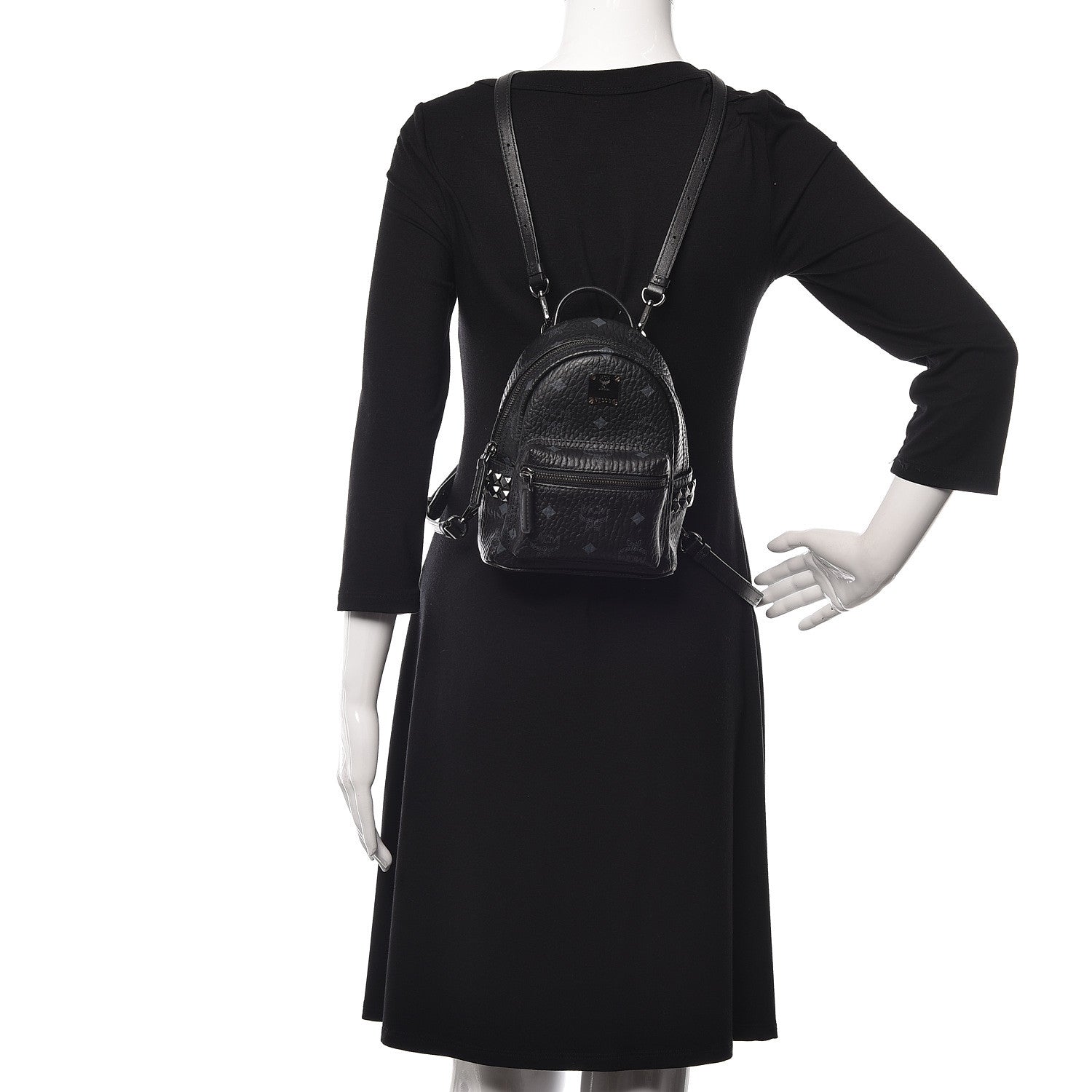 MCM Visetos Side Stud X-Mini Stark Bebe Boo Backpack Black 2 of 13