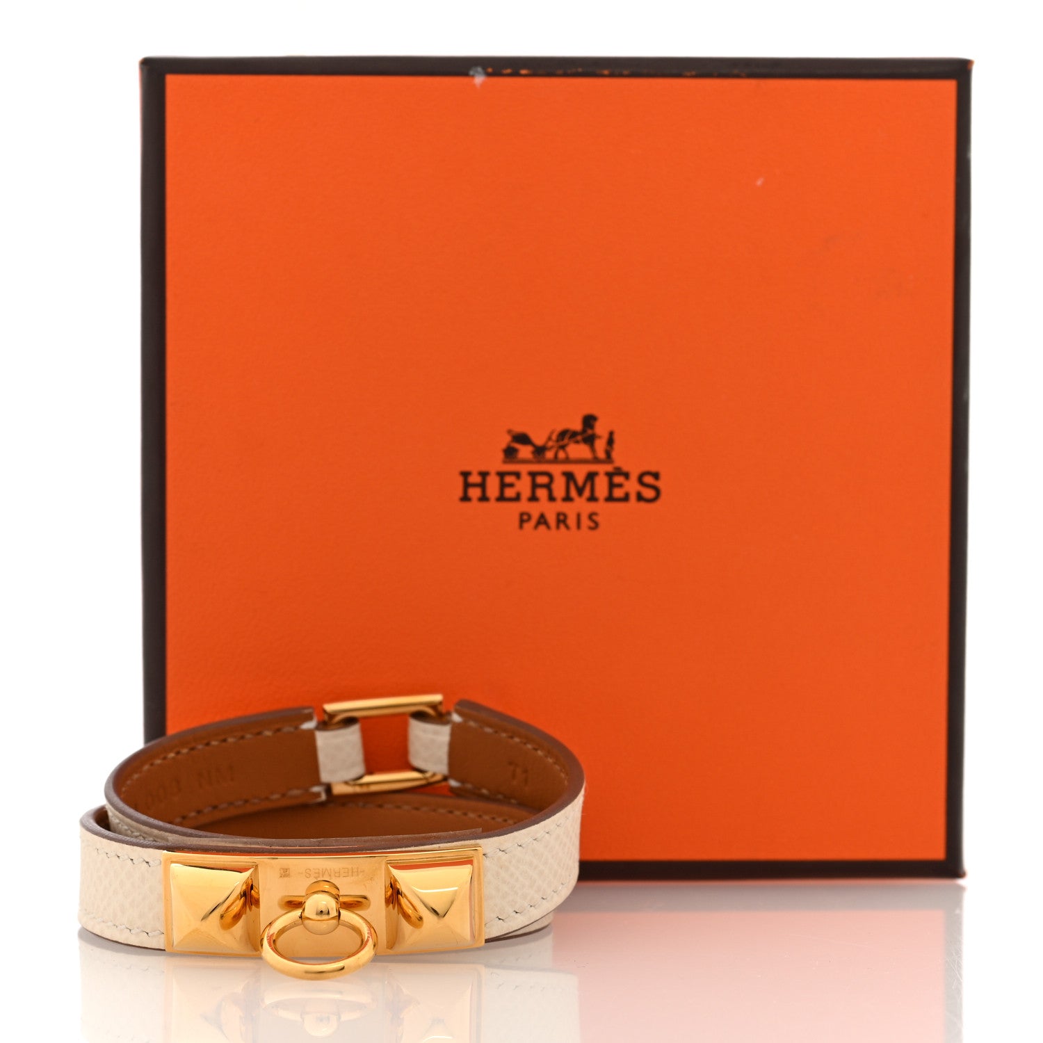 Hermes Epsom Kelly Double Tour Bracelet T1 Nata 6 of 6