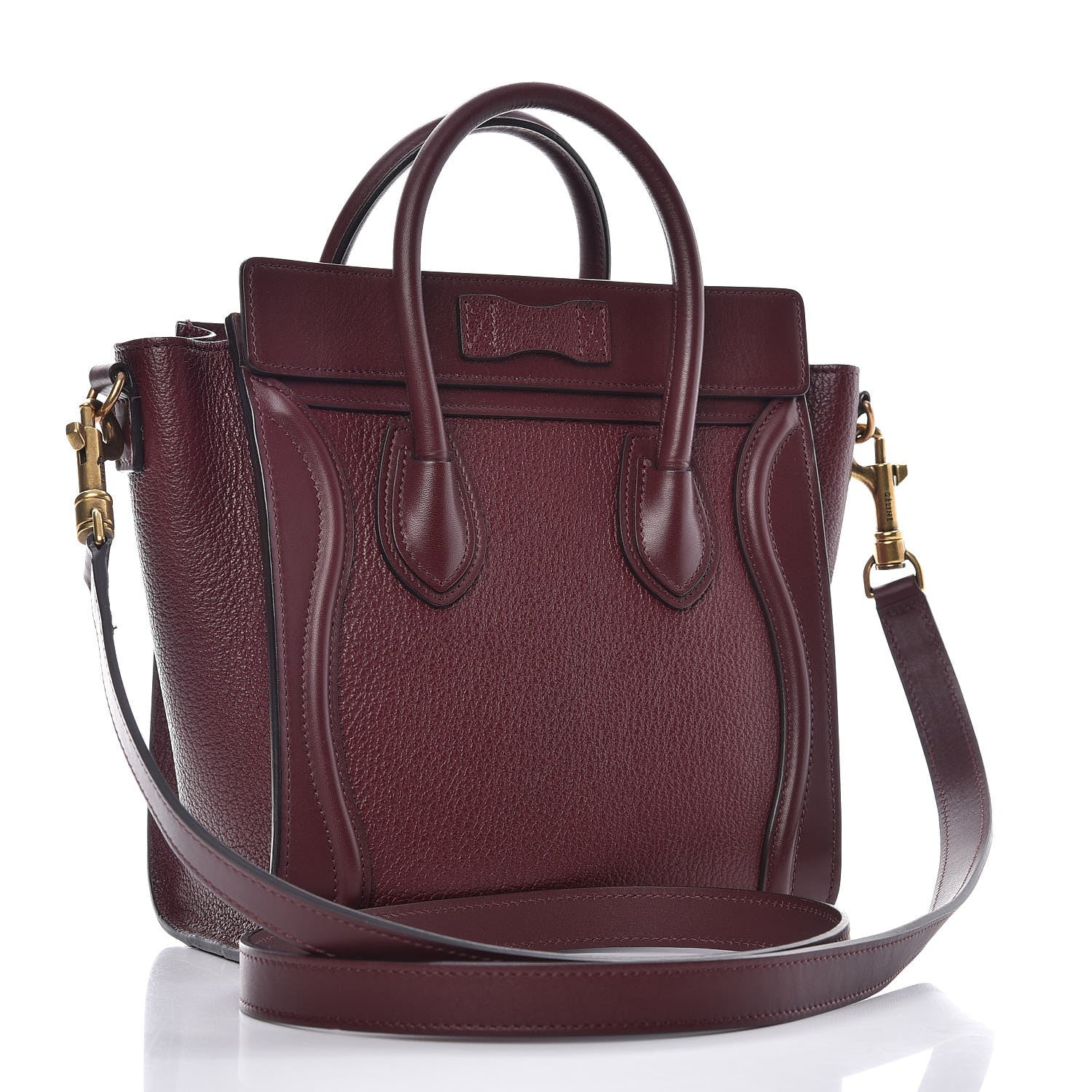 Celine Smooth Calfskin Goatskin Nano Luggage Burgundy 3 of 9