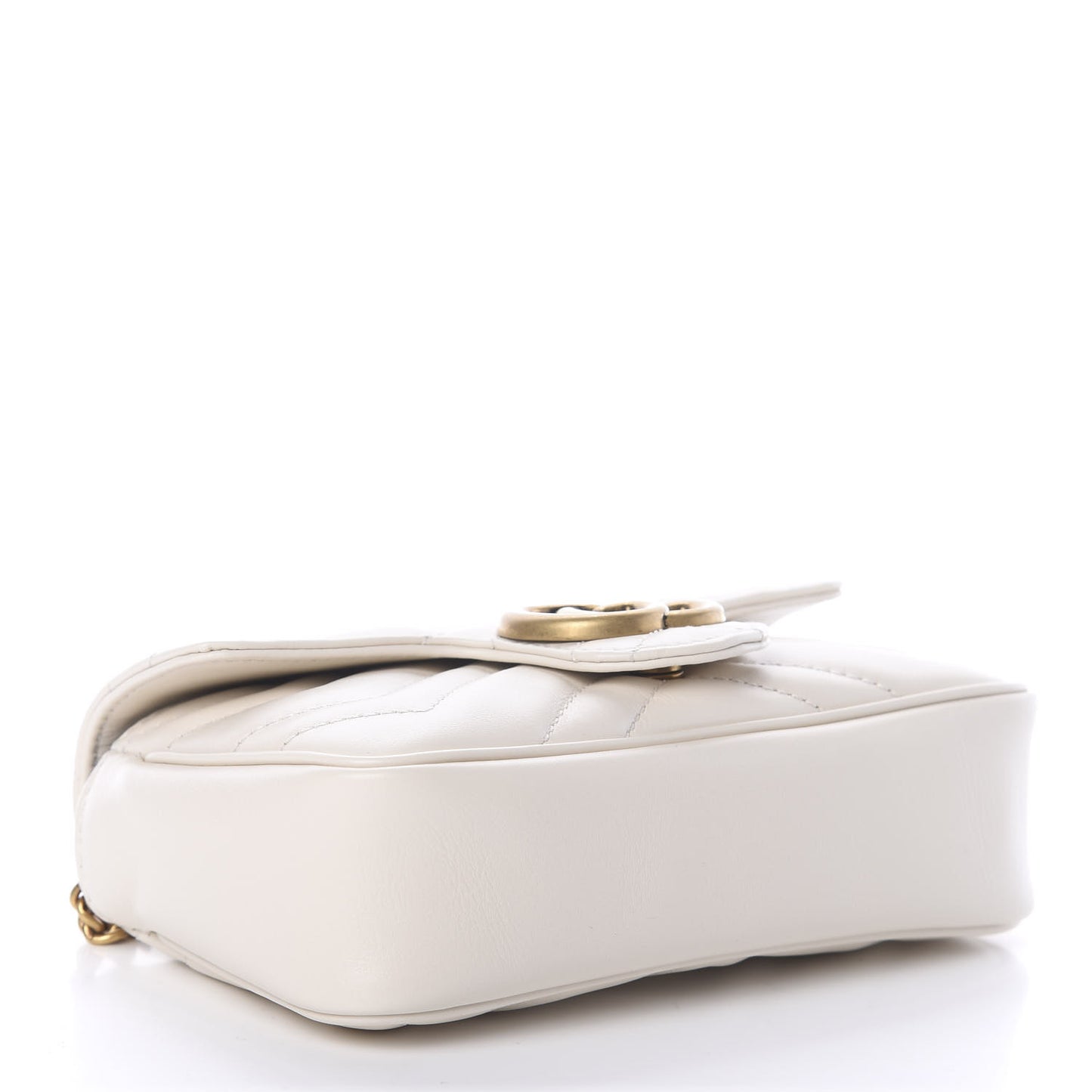 Calfskin Matelasse Super Mini GG Marmont Shoulder Bag White