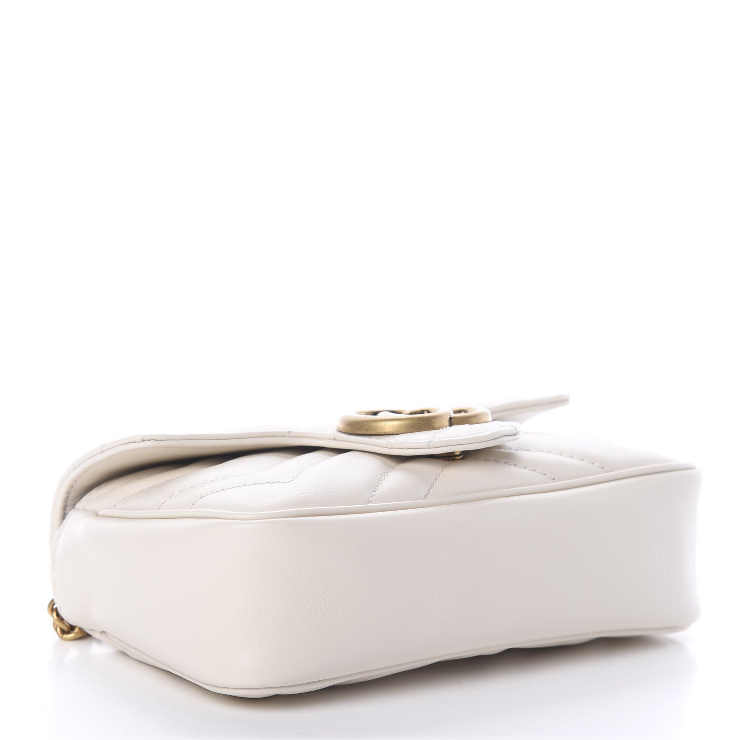 Gucci Calfskin Matelasse Super Mini GG Marmont Shoulder Bag White 3 of 7