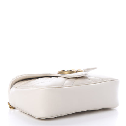 Gucci Calfskin Matelasse Super Mini GG Marmont Shoulder Bag White 3 of 7