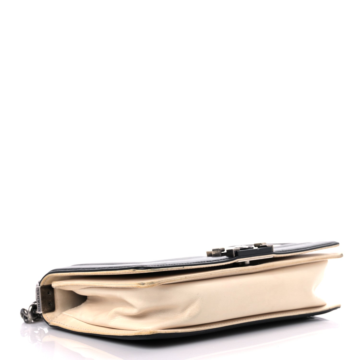 Chanel Glazed Calfskin Medium Boy Flap White Black 3 of 29
