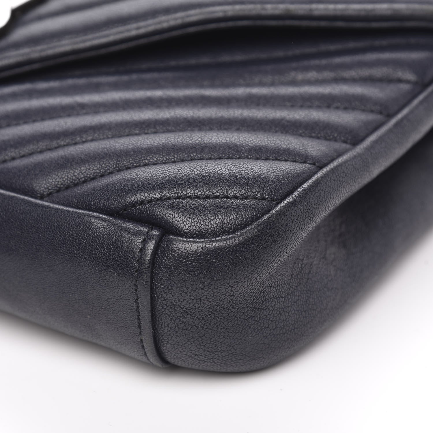 Saint Laurent Sheepskin Matelasse Chevron Monogram Medium College Bag Deep Marine 11 of 18