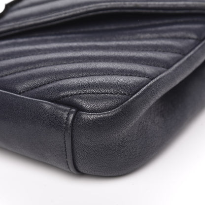 Saint Laurent Sheepskin Matelasse Chevron Monogram Medium College Bag Deep Marine 11 of 18