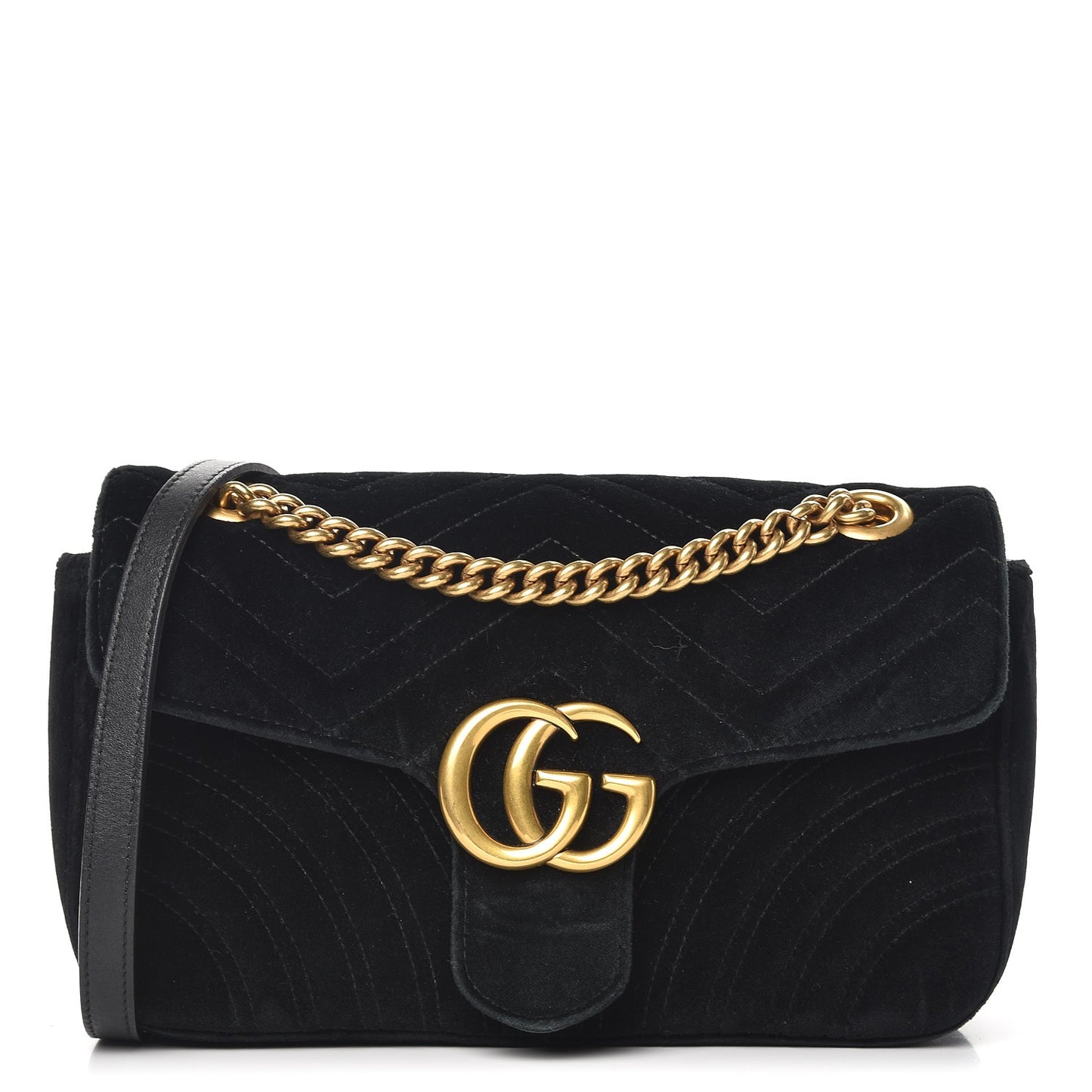 Velvet Matelasse Small GG Marmont Shoulder Bag Black