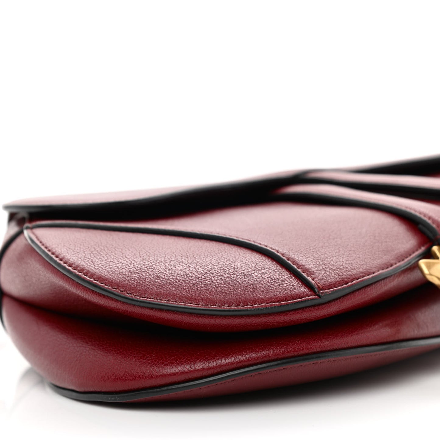 Grained Calfskin Saddle Bag Red