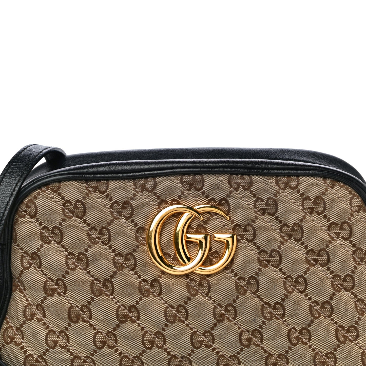 Monogram Matelasse Diagonal Small GG Marmont Chain Shoulder Bag Beige Black